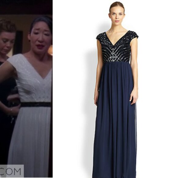 Aidan Mattox Dresses & Skirts - Aidan Mattox Women's Beaded Chiffon Gown in Navy Blue Grey's Anatomy